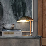 Sculptural Mid Century Modern Brass Shell Table Lamp for Bedside and Desk Lighting