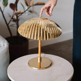 Sculptural Mid Century Modern Brass Shell Table Lamp for Bedside and Desk Lighting