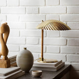 Sculptural Mid Century Modern Brass Shell Table Lamp for Bedside and Desk Lighting