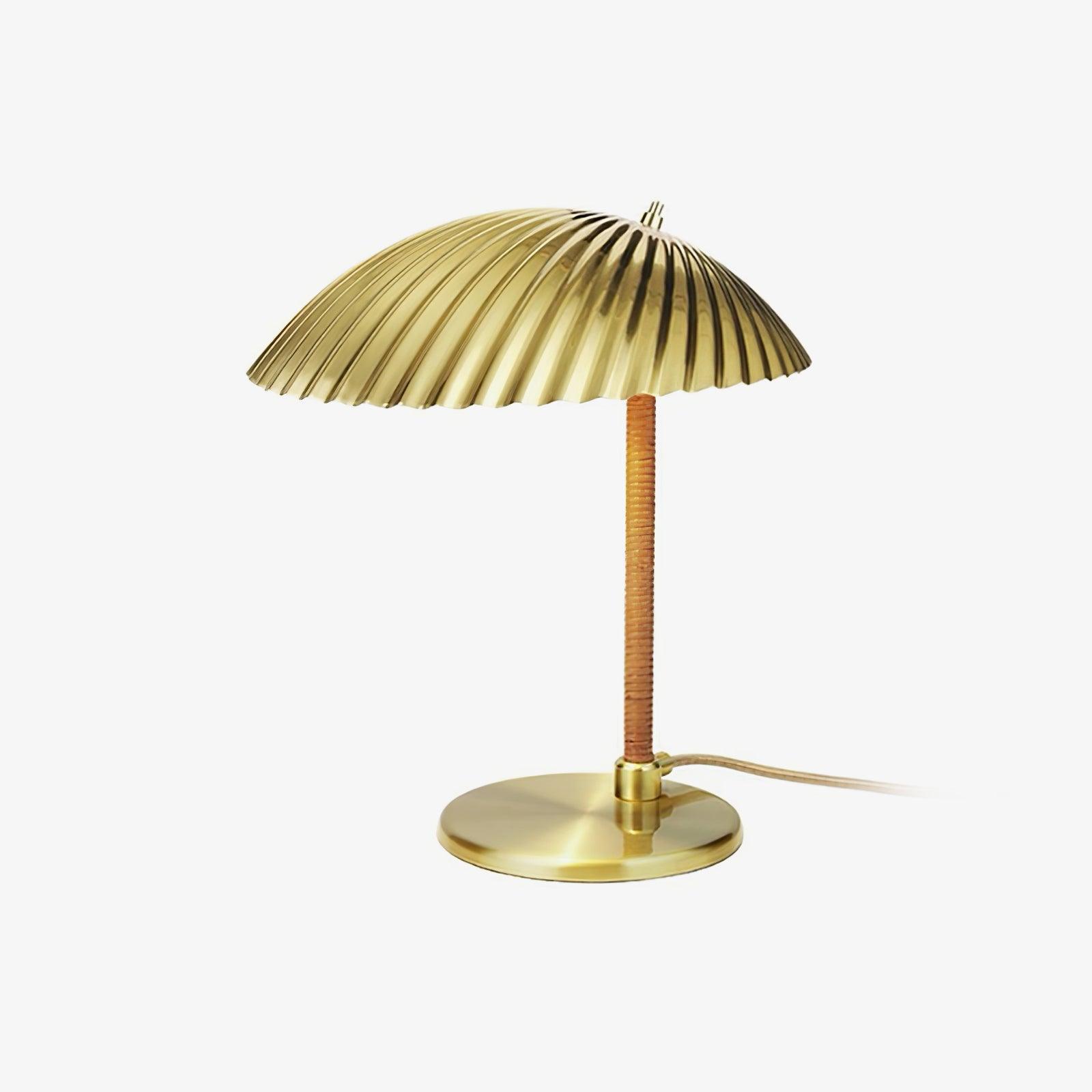 Sculptural Mid Century Modern Brass Shell Table Lamp for Bedside and Desk Lighting