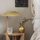 Sculptural Mid Century Modern Brass Shell Table Lamp for Bedside and Desk Lighting