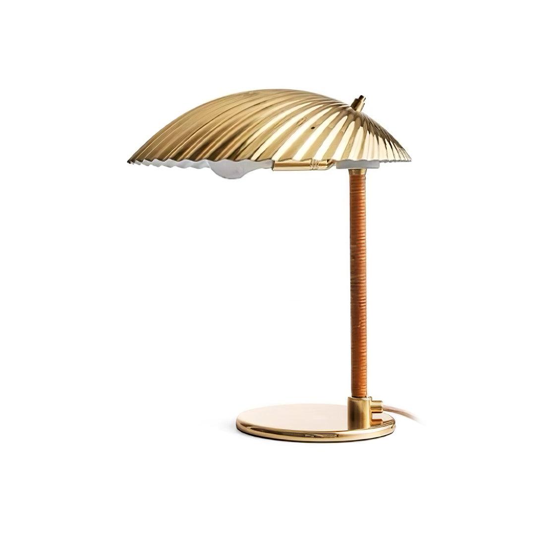 Sculptural Mid Century Modern Brass Shell Table Lamp for Bedside and Desk Lighting
