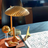 Sculptural Mid Century Modern Brass Shell Table Lamp for Bedside and Desk Lighting