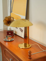 Sculptural Mid Century Modern Brass Shell Table Lamp for Bedside and Desk Lighting
