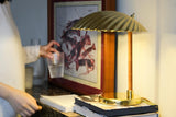 Sculptural Mid Century Modern Brass Shell Table Lamp for Bedside and Desk Lighting