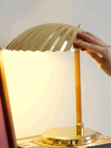 Sculptural Mid Century Modern Brass Shell Table Lamp for Bedside and Desk Lighting