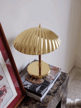 Sculptural Mid Century Modern Brass Shell Table Lamp for Bedside and Desk Lighting