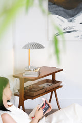 Sculptural Mid Century Modern Brass Shell Table Lamp for Bedside and Desk Lighting