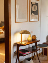 Sculptural Mid Century Modern Brass Shell Table Lamp for Bedside and Desk Lighting