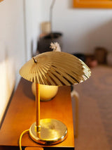 Sculptural Mid Century Modern Brass Shell Table Lamp for Bedside and Desk Lighting