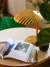 Sculptural Mid Century Modern Brass Shell Table Lamp for Bedside and Desk Lighting
