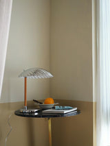 Sculptural Mid Century Modern Brass Shell Table Lamp for Bedside and Desk Lighting