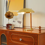 Sculptural Mid Century Modern Brass Shell Table Lamp for Bedside and Desk Lighting