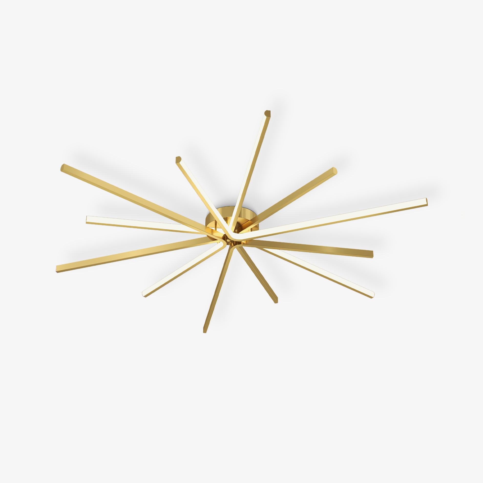 Modern Brass Starburst LED Ceiling Lamp Contemporary Flush Mount Light Fixture