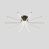 Modern Brass Starburst LED Ceiling Lamp Contemporary Flush Mount Light Fixture