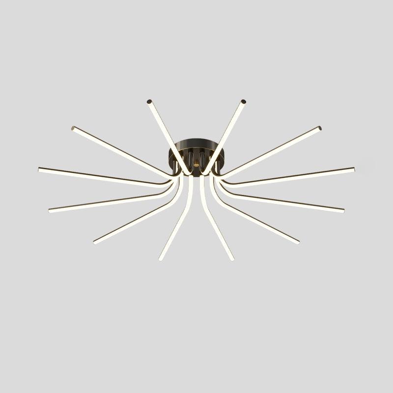 Modern Brass Starburst LED Ceiling Lamp Contemporary Flush Mount Light Fixture