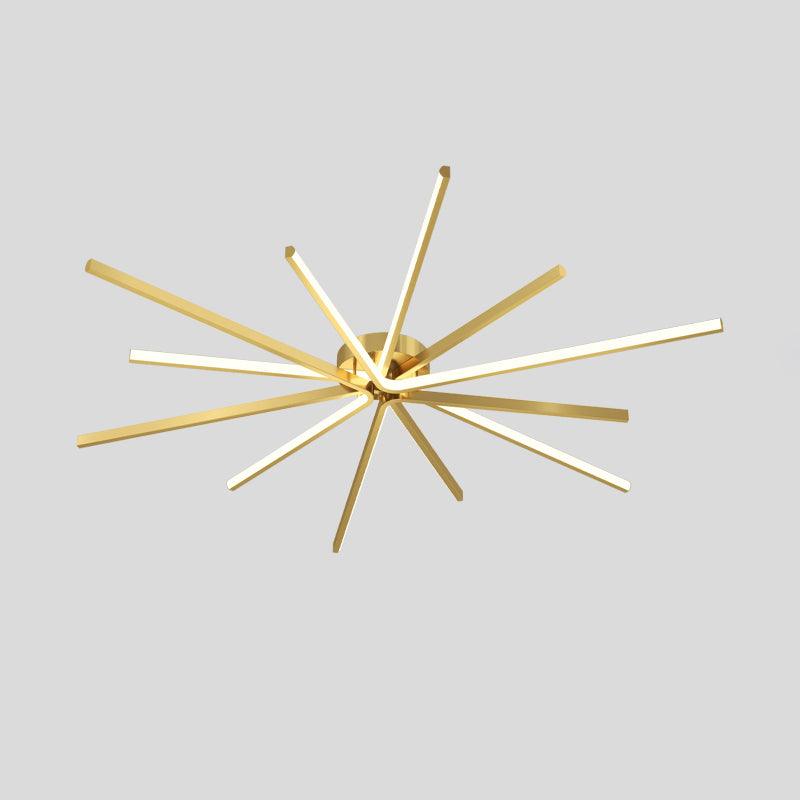 Modern Brass Starburst LED Ceiling Lamp Contemporary Flush Mount Light Fixture