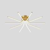 Modern Brass Starburst LED Ceiling Lamp Contemporary Flush Mount Light Fixture