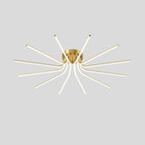 Modern Brass Starburst LED Ceiling Lamp Contemporary Flush Mount Light Fixture