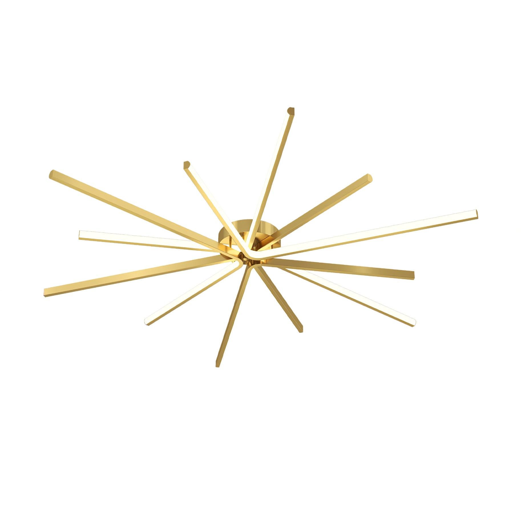Modern Brass Starburst LED Ceiling Lamp Contemporary Flush Mount Light Fixture