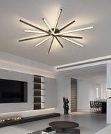 Modern Brass Starburst LED Ceiling Lamp Contemporary Flush Mount Light Fixture