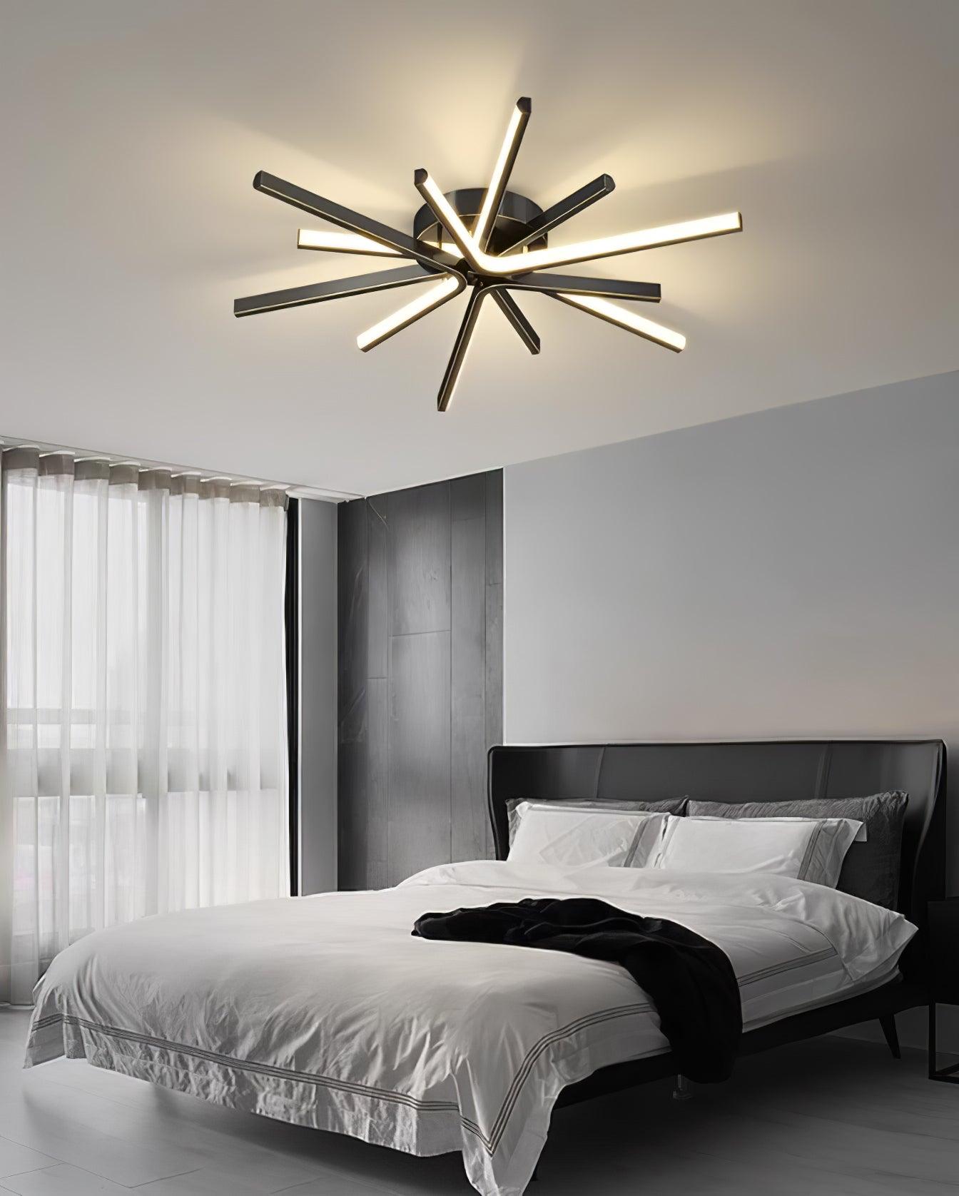 Modern Brass Starburst LED Ceiling Lamp Contemporary Flush Mount Light Fixture
