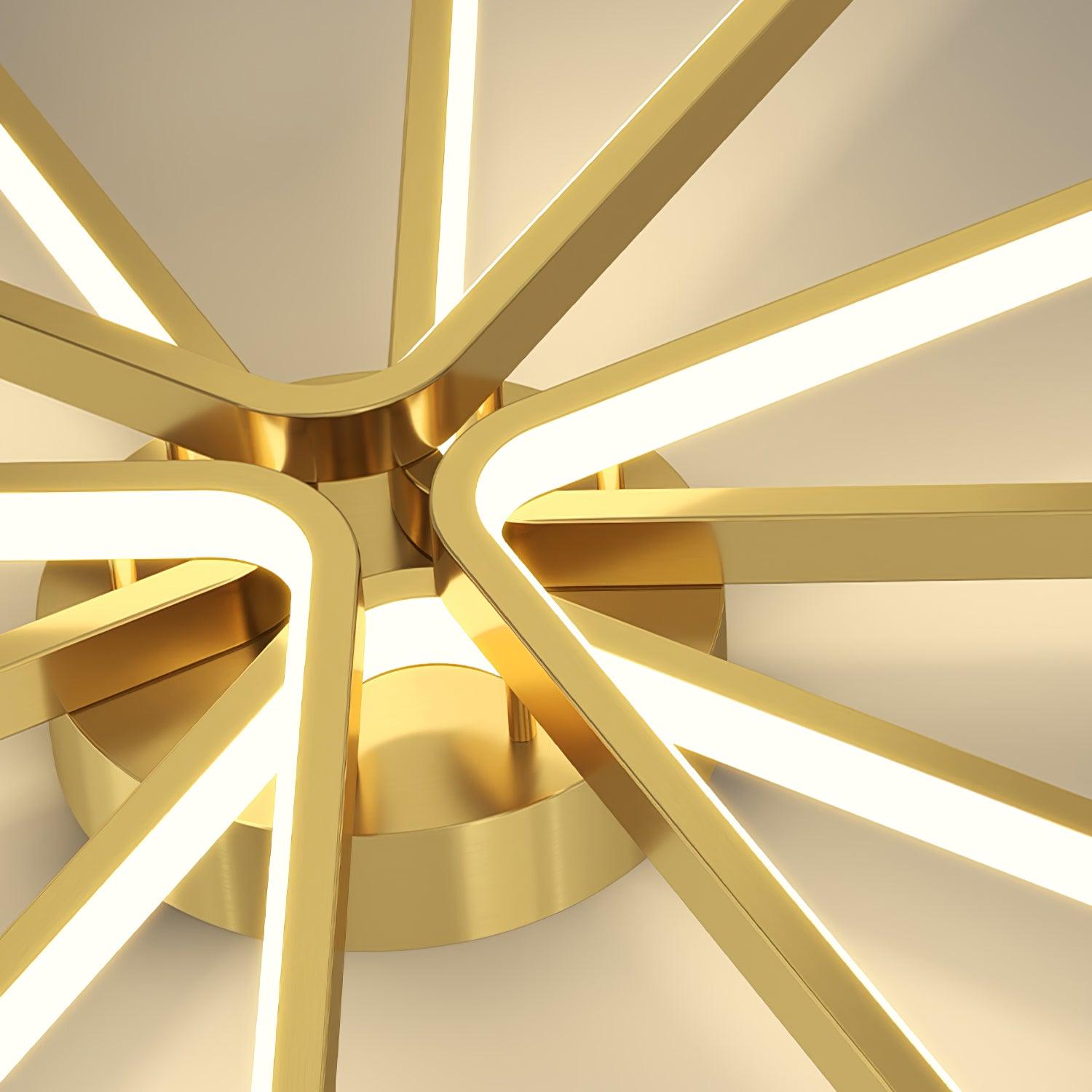 Modern Brass Starburst LED Ceiling Lamp Contemporary Flush Mount Light Fixture