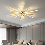 Modern Brass Starburst LED Ceiling Lamp Contemporary Flush Mount Light Fixture