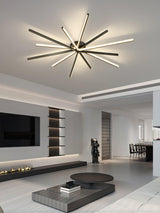 Modern Brass Starburst LED Ceiling Lamp Contemporary Flush Mount Light Fixture