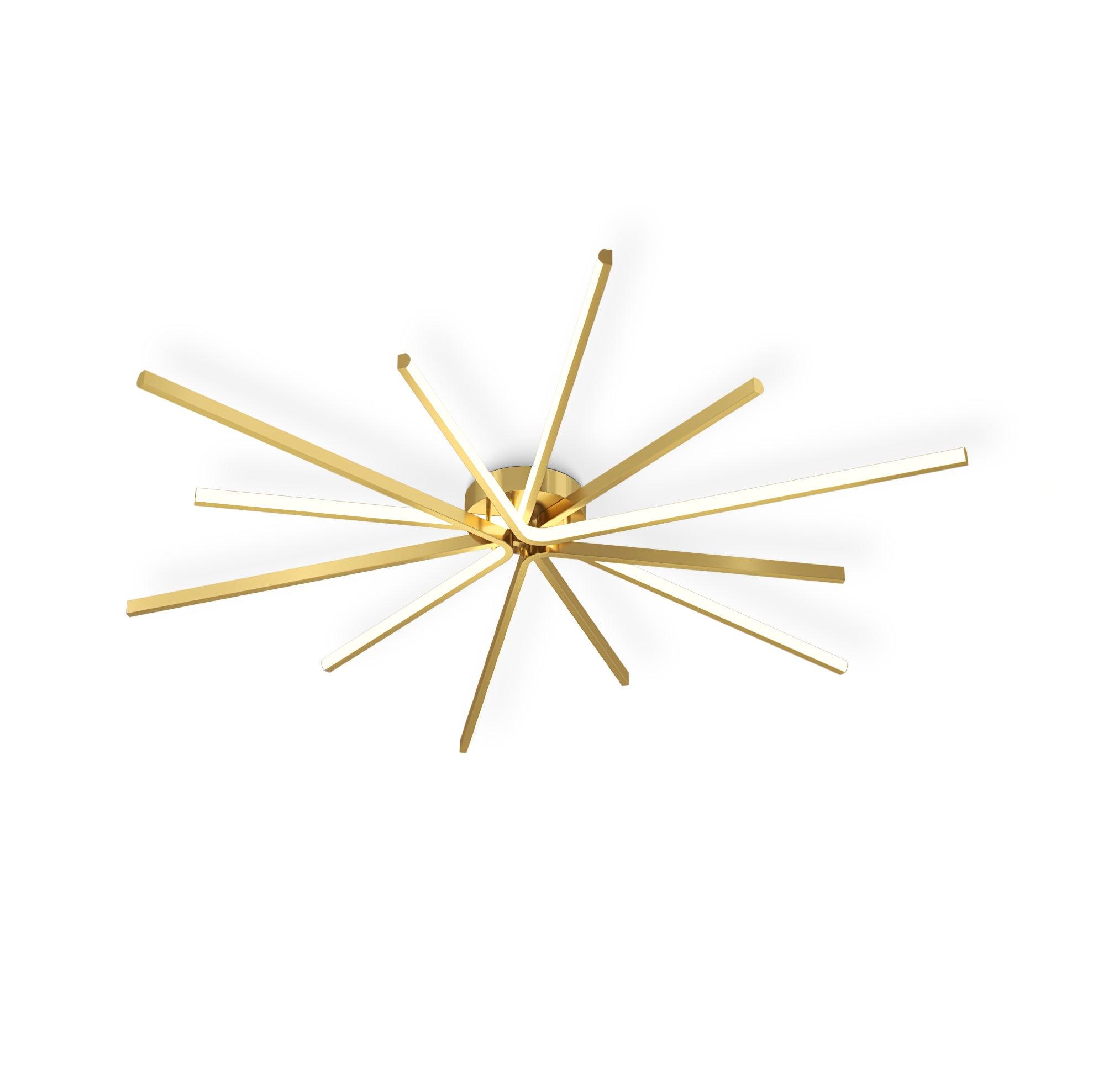 Modern Brass Starburst LED Ceiling Lamp Contemporary Flush Mount Light Fixture