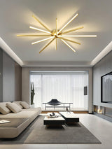 Modern Brass Starburst LED Ceiling Lamp Contemporary Flush Mount Light Fixture