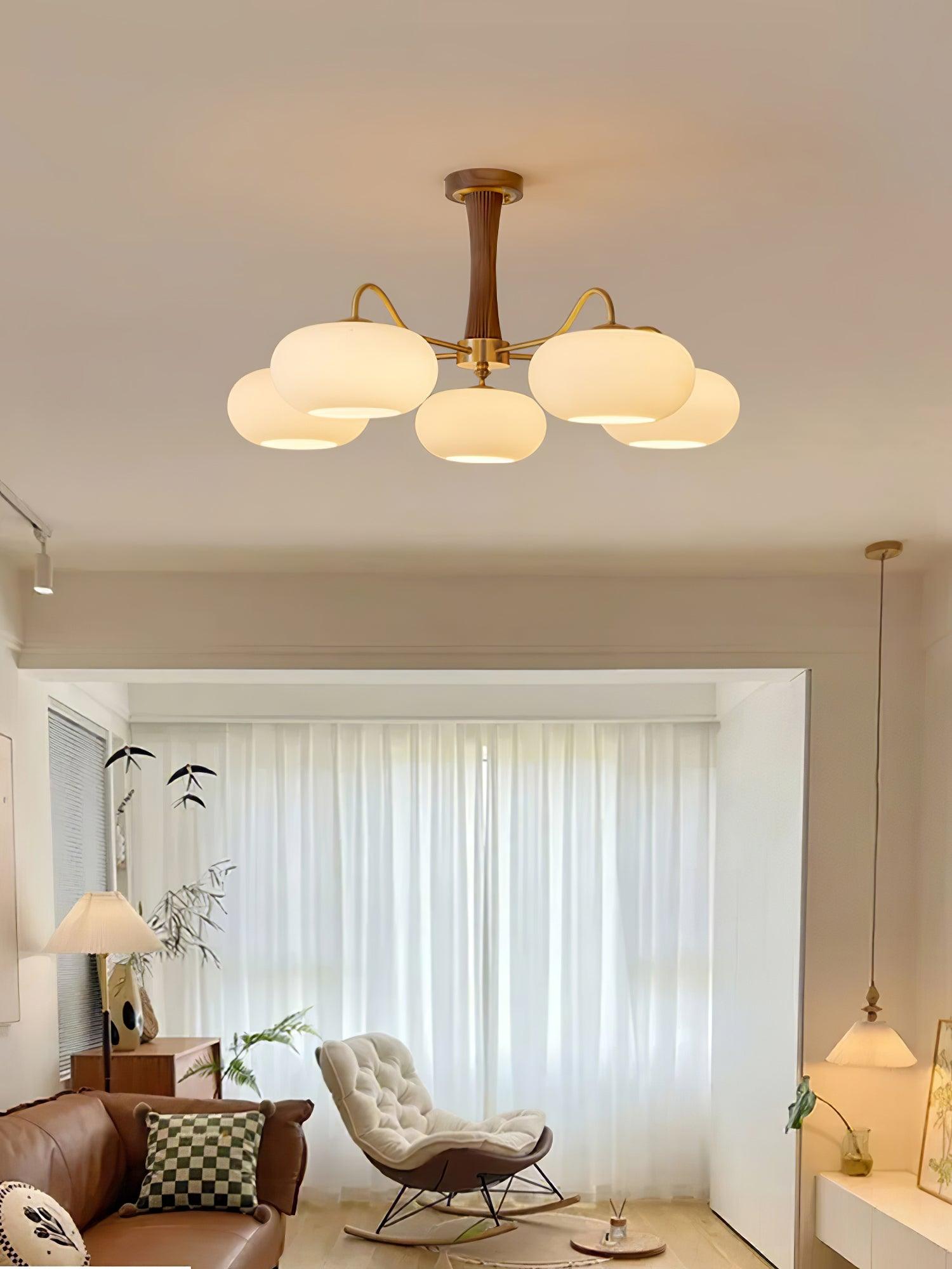 mid-century-modern-brass-and-wooden-persimmon-chandelier-glass-pendant-light