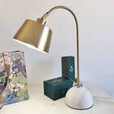 Brax Gold Metal and Marble Desk Lamp with Adjustable Frame for Modern Workspace and Bedside