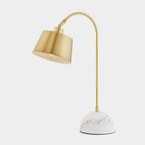 Brax Gold Metal and Marble Desk Lamp with Adjustable Frame for Modern Workspace and Bedside