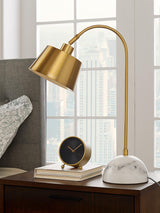 Brax Gold Metal and Marble Desk Lamp with Adjustable Frame for Modern Workspace and Bedside