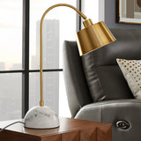 Brax Gold Metal and Marble Desk Lamp with Adjustable Frame for Modern Workspace and Bedside