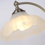 Brown Dome Wood Table Lamp with Textured Glass Shade and Gold Metal Base