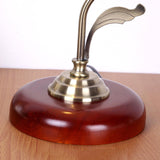 Brown Dome Wood Table Lamp with Textured Glass Shade and Gold Metal Base