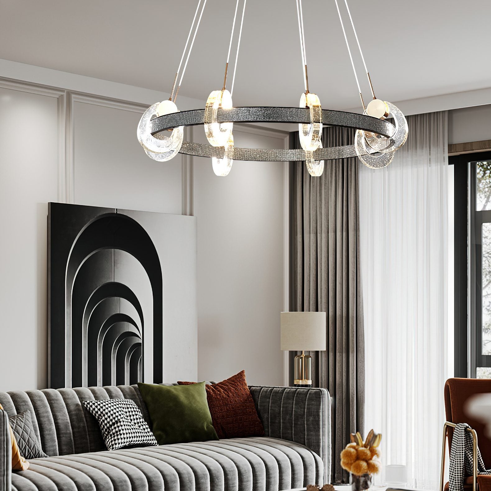 modern-integrated-led-bubble-crystal-ceiling-chandelier-flush-mount-light-with-three-color-modes