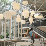 Modern Bubble Mulberry Silk Pendant Light Geometric Mid Century Minimalist Hanging Lamp for Living Room