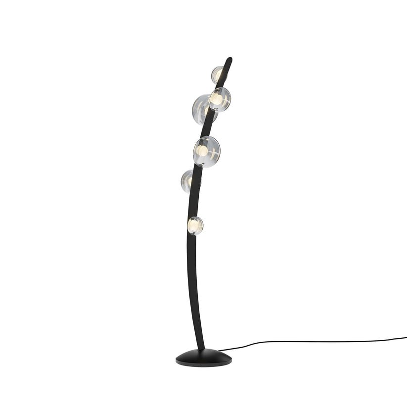Modern Bubbles Glass LED Floor Lamp with Iridescent Spheres and Vertical Standing Design