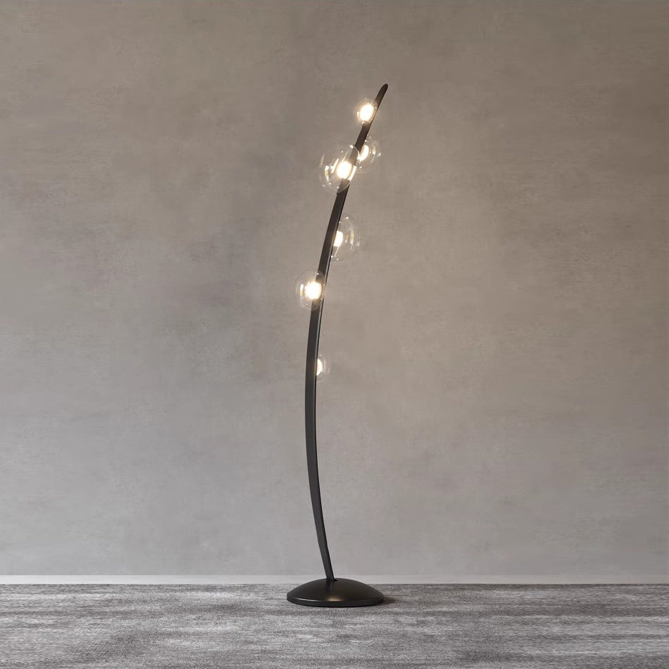 Modern Bubbles Glass LED Floor Lamp with Iridescent Spheres and Vertical Standing Design