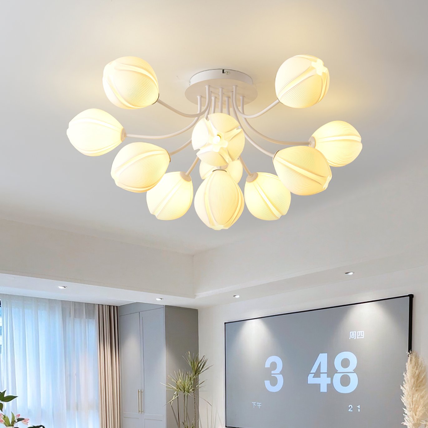 modern-white-bud-inspired-multi-head-led-ceiling-light-fixture-for-living-room