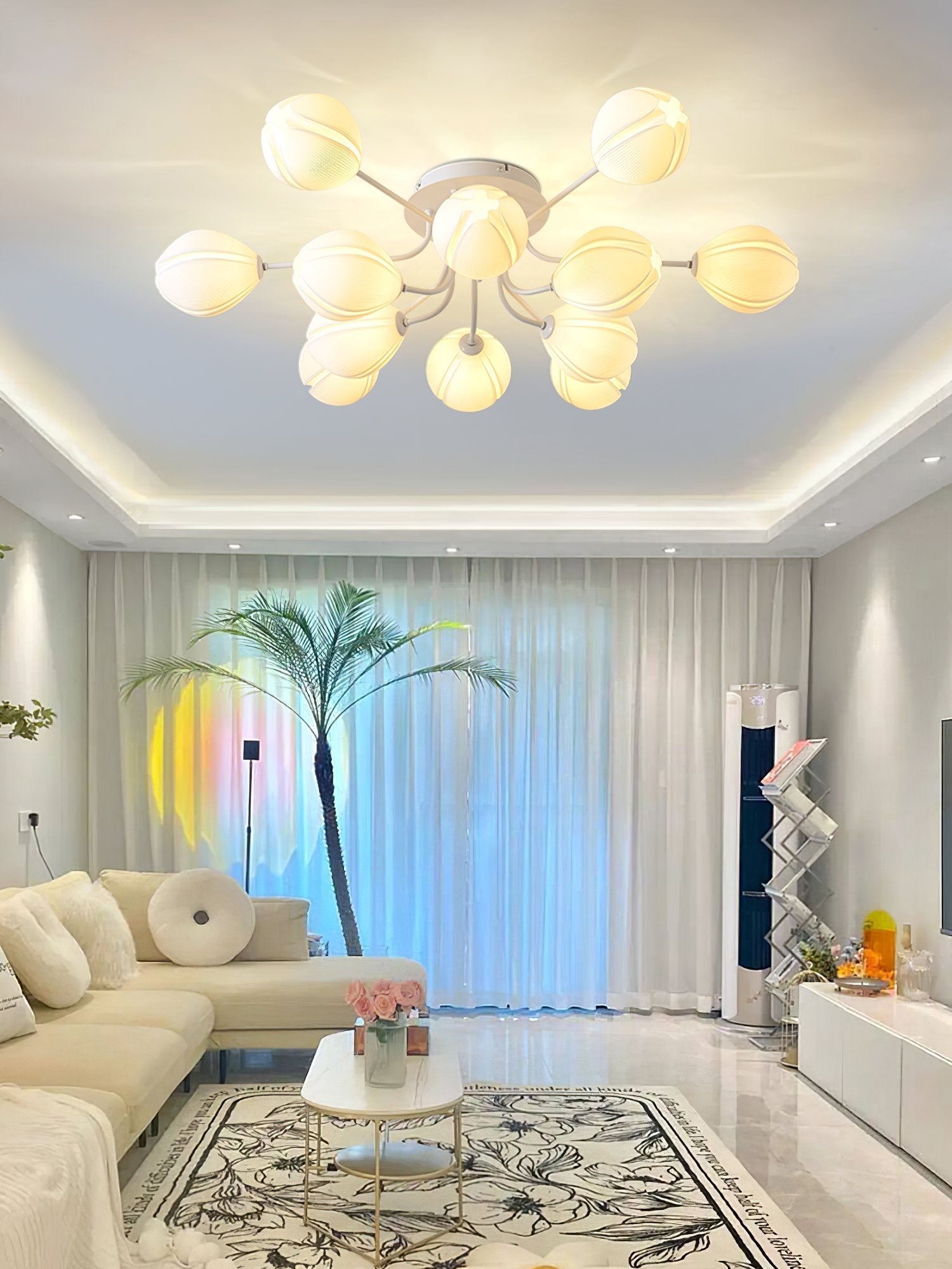modern-white-bud-inspired-multi-head-led-ceiling-light-fixture-for-living-room