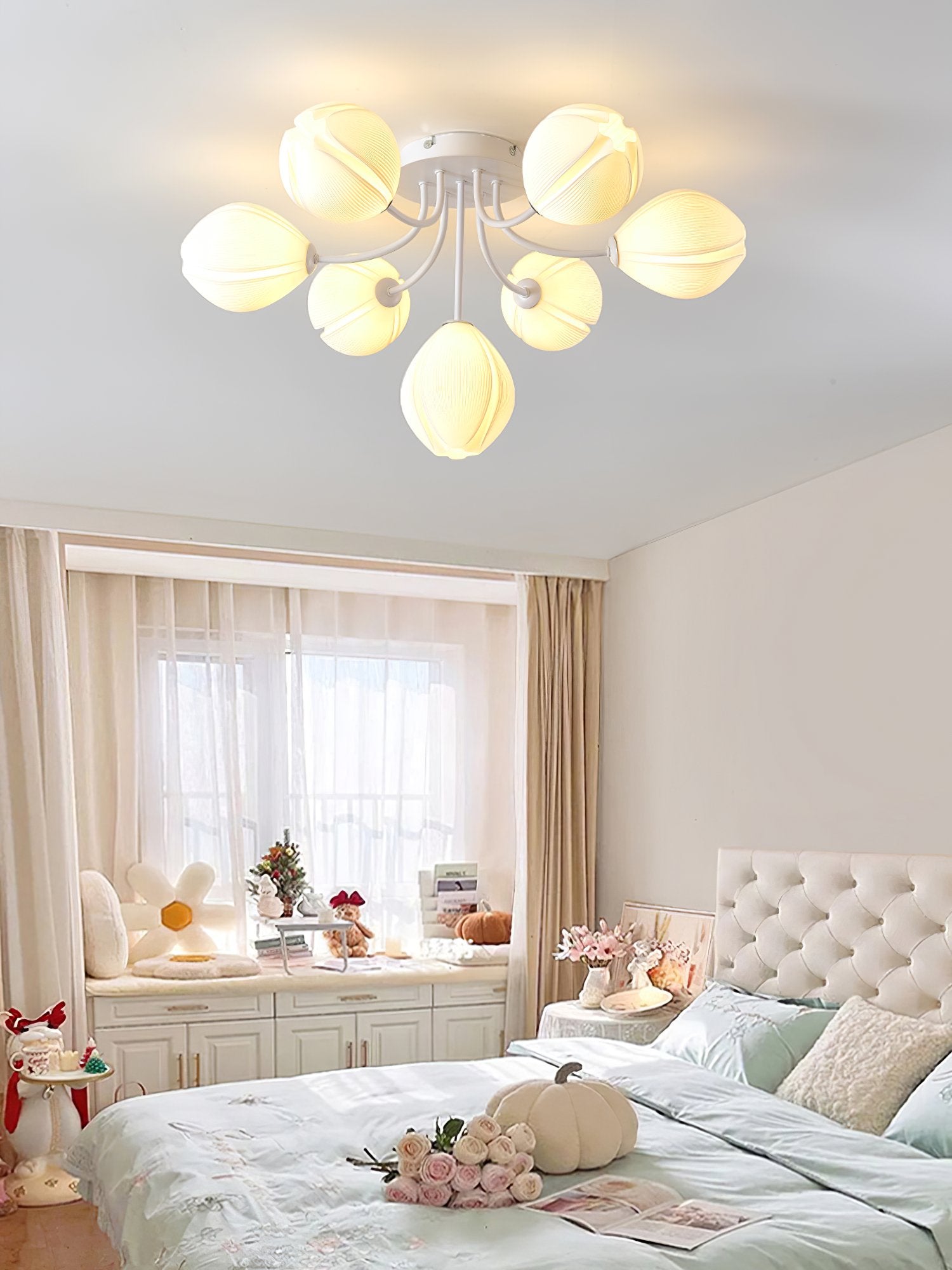modern-white-bud-inspired-multi-head-led-ceiling-light-fixture-for-living-room