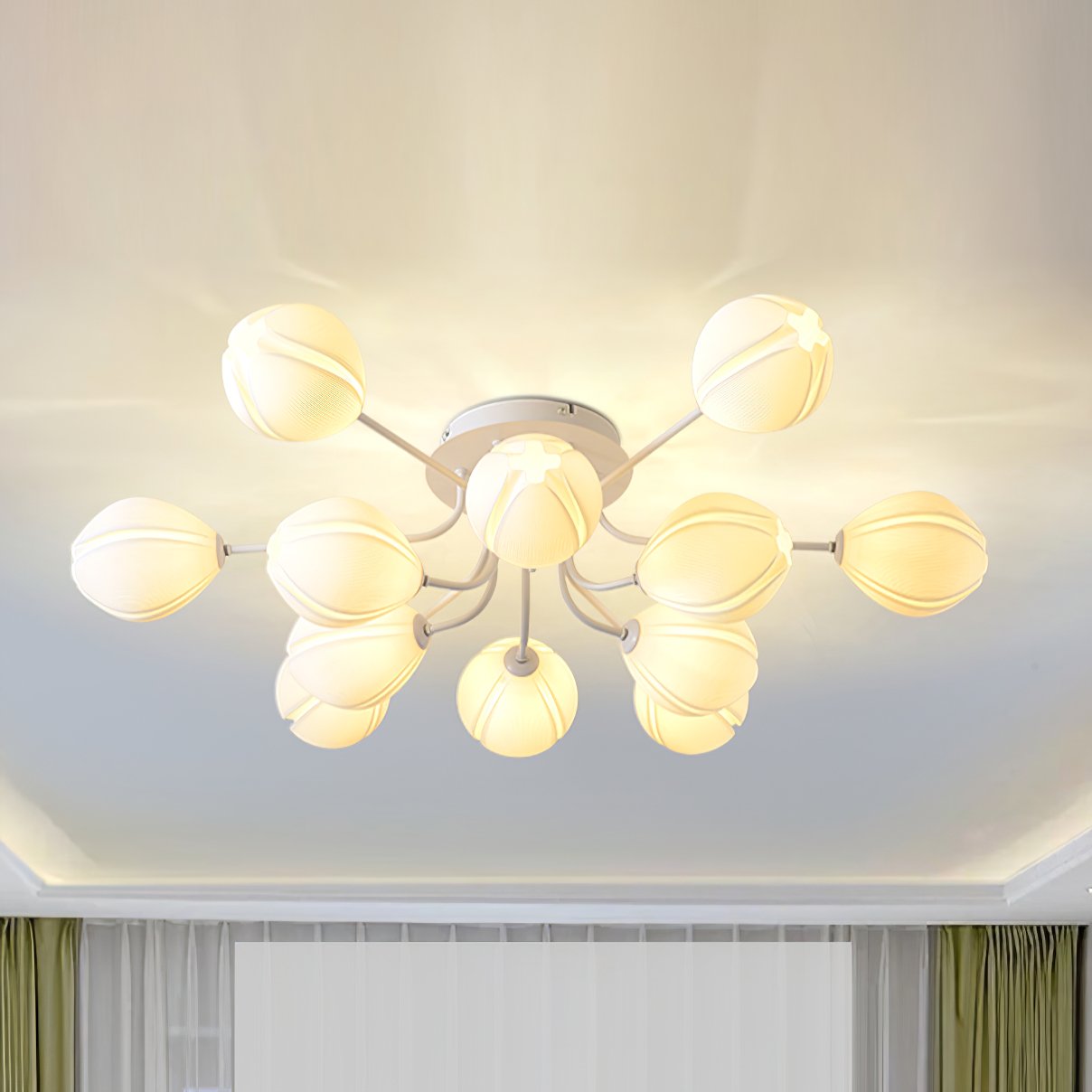 modern-white-bud-inspired-multi-head-led-ceiling-light-fixture-for-living-room