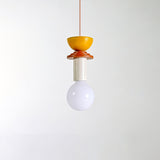 Modern Geometric Building Blocks Hanging Pendant Light with Wood and Metal Accents