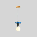 Modern Geometric Building Blocks Hanging Pendant Light with Wood and Metal Accents