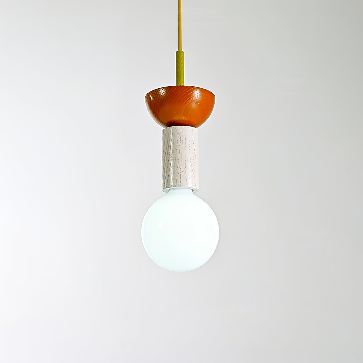 Modern Geometric Building Blocks Hanging Pendant Light with Wood and Metal Accents