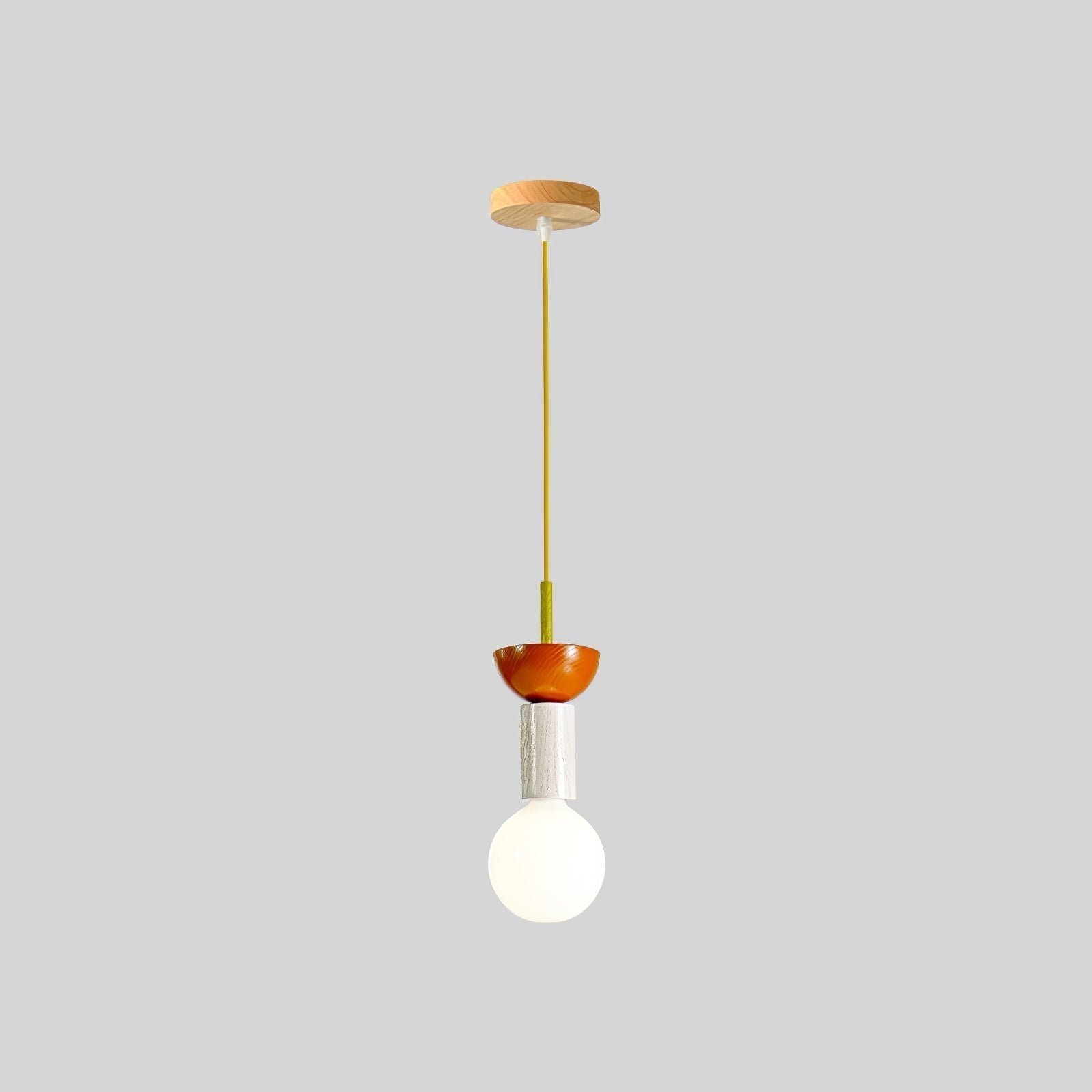 Modern Geometric Building Blocks Hanging Pendant Light with Wood and Metal Accents